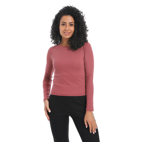 Long_Sleeves_Ribbed_Top-Dak_Red