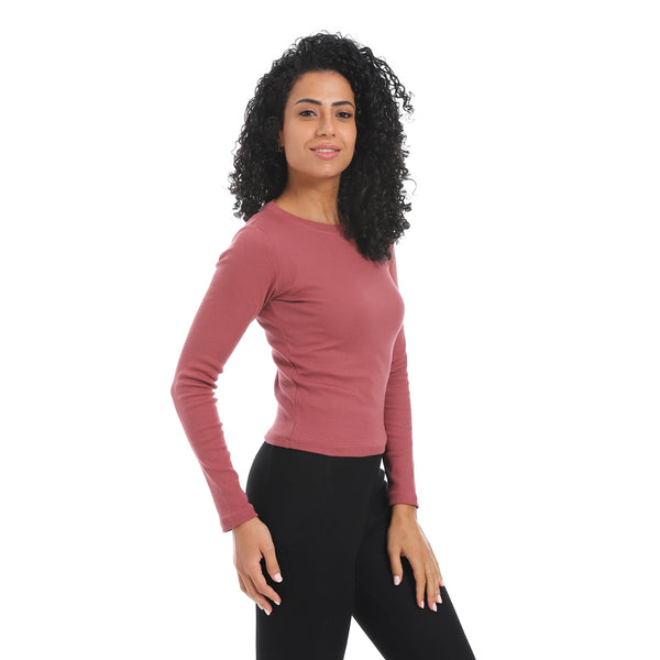 Long_Sleeves_Ribbed_Top-Dak_Red
