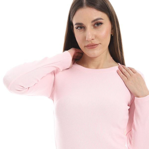 Powder_Pink_Long_Sleeves_Ribbed_Top