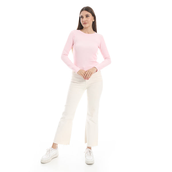 Powder_Pink_Long_Sleeves_Ribbed_Top