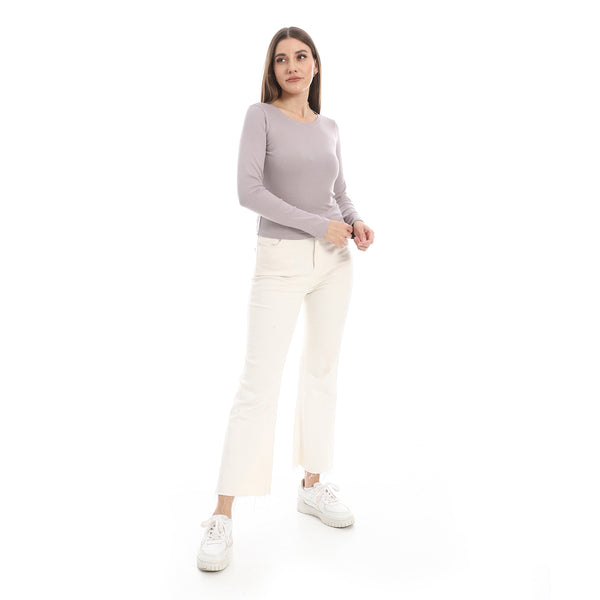 Greyish_Purple_Long_Sleeves_Ribbed_Top