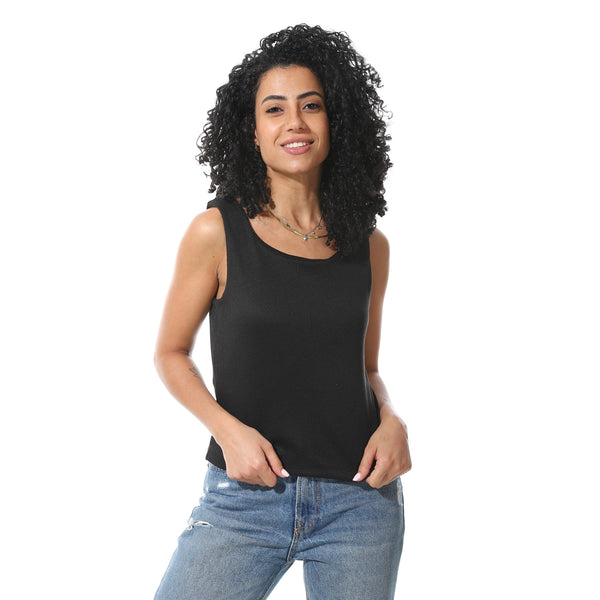 Black_Sleeveless_Scoop_Neckline_Cotton_T-_Shirt