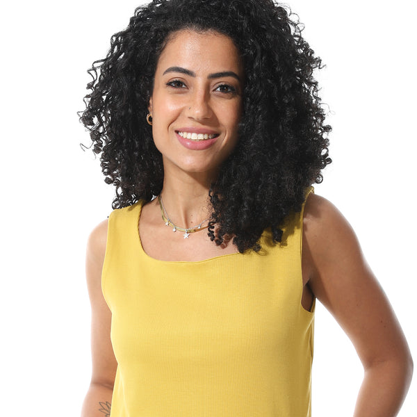 Mustard_Sleeveless_Scoop_Neckline_Cotton_T-_Shirt