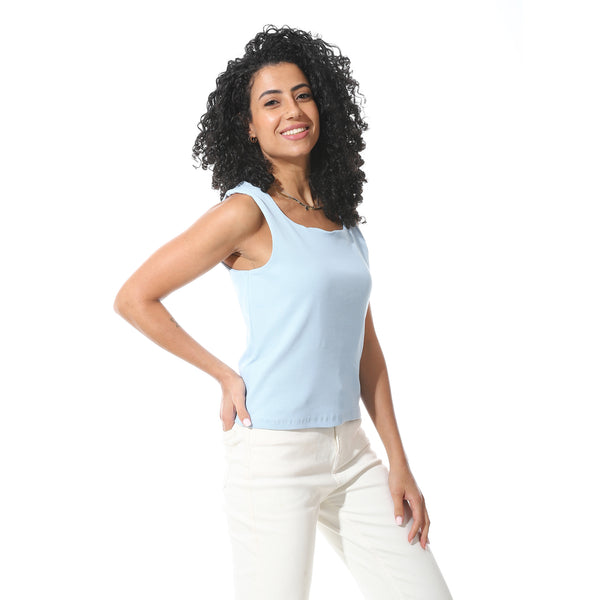 Ice_Blue_Sleeveless_Slip_On_Cotton_T-_Shirt