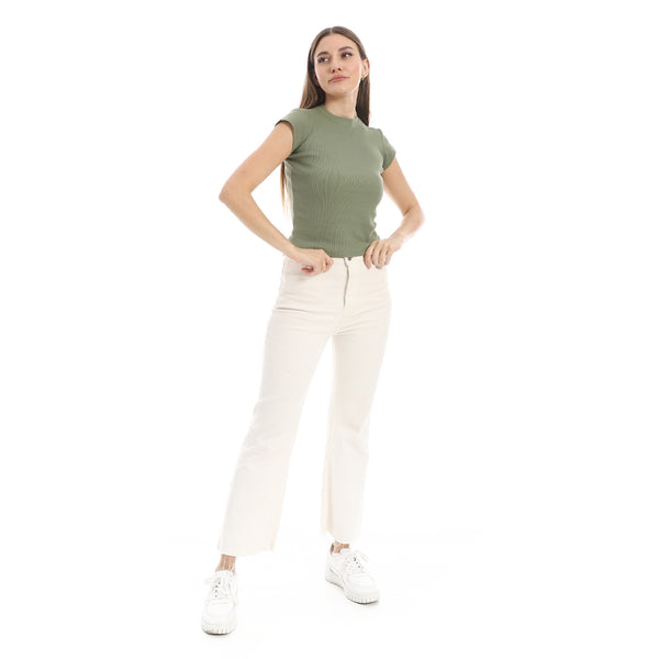 Cap_Sleeves_Crew_Neck_Olive_Top