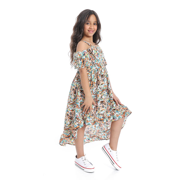 Off-Shoulders_Floral_Girls_Dress_-_White,Orange_&_Blue