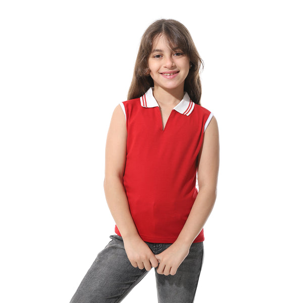 Sleeveless_Pique_Girls_Polo_Shirt__Red_&_White