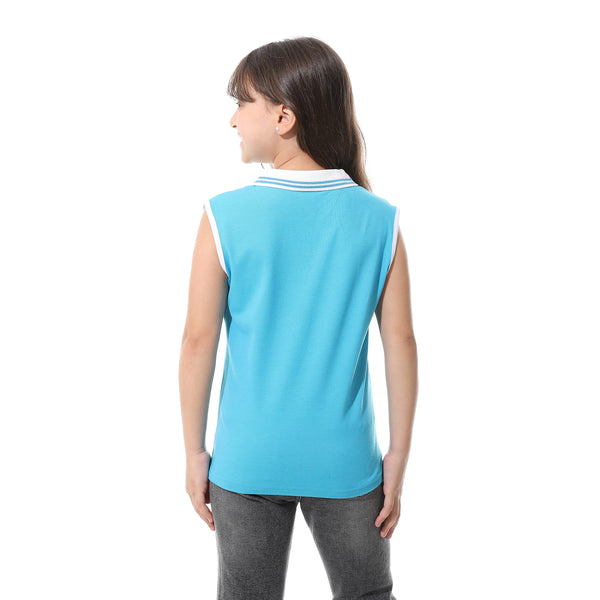 Sleeveless_Pique_Girls_Polo_Shirt_Dark_Turquoise_&_White