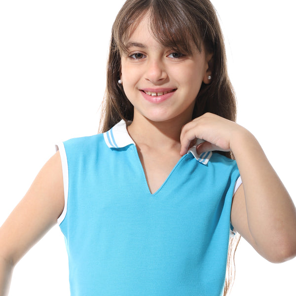 Sleeveless_Pique_Girls_Polo_Shirt_Dark_Turquoise_&_White