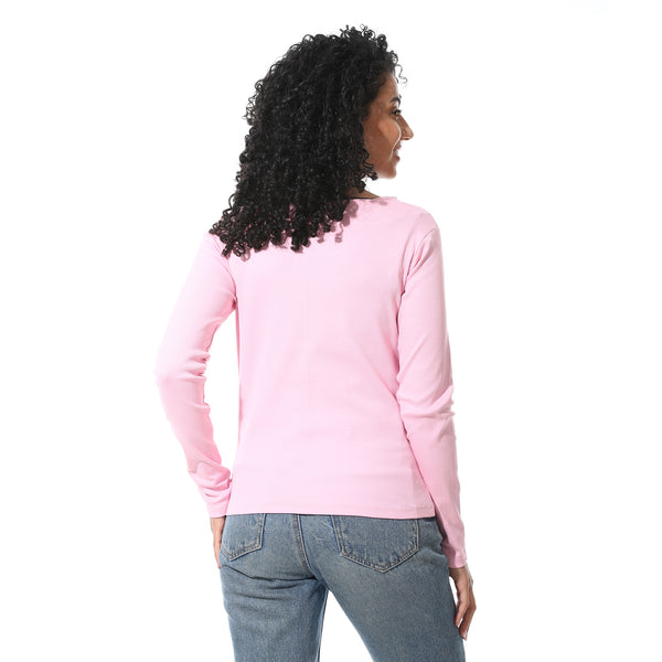 Long_Sleeves_With_Square_Collar_Basic_Rose_T-_Shirt