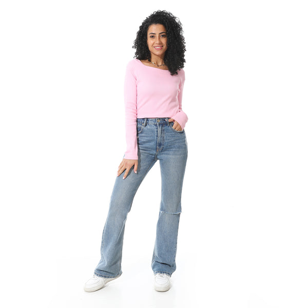 Long_Sleeves_With_Square_Collar_Basic_Rose_T-_Shirt