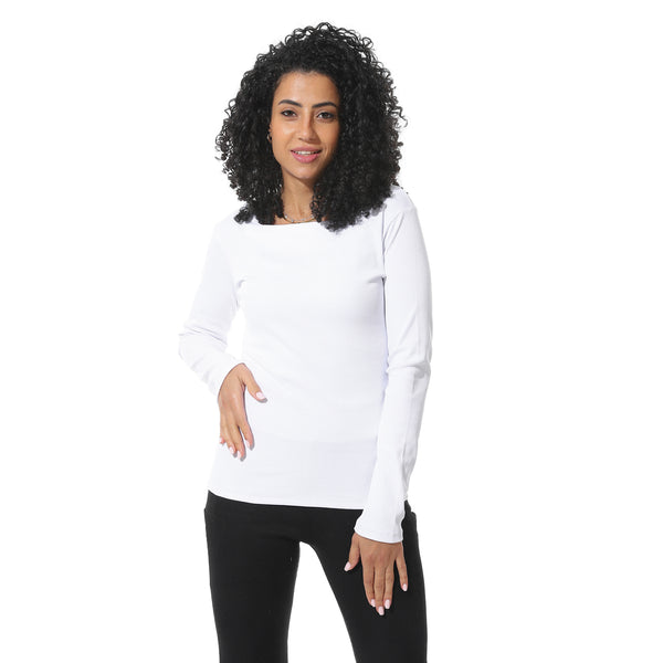 Long_Sleeves_With_Round_Collar_Basic_White_T-_Shirt