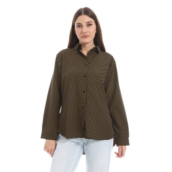 Polka_Dot_Buttons_Closure_Shirt_-_Black_&_Mustard