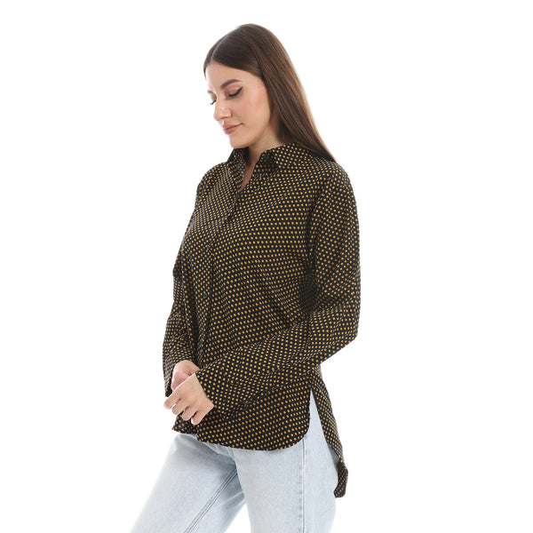 Polka_Dot_Buttons_Closure_Shirt_-_Black_&_Mustard
