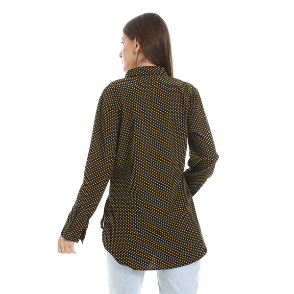 Polka_Dot_Buttons_Closure_Shirt_-_Black_&_Mustard