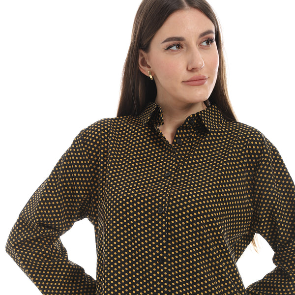 Polka_Dot_Buttons_Closure_Shirt_-_Black_&_Mustard