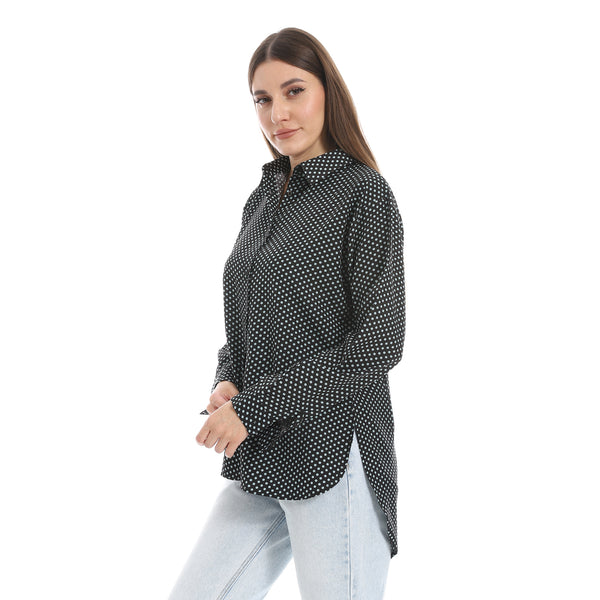 Polka_Dot_Buttons_Closure_Shirt_-_Black_&_White