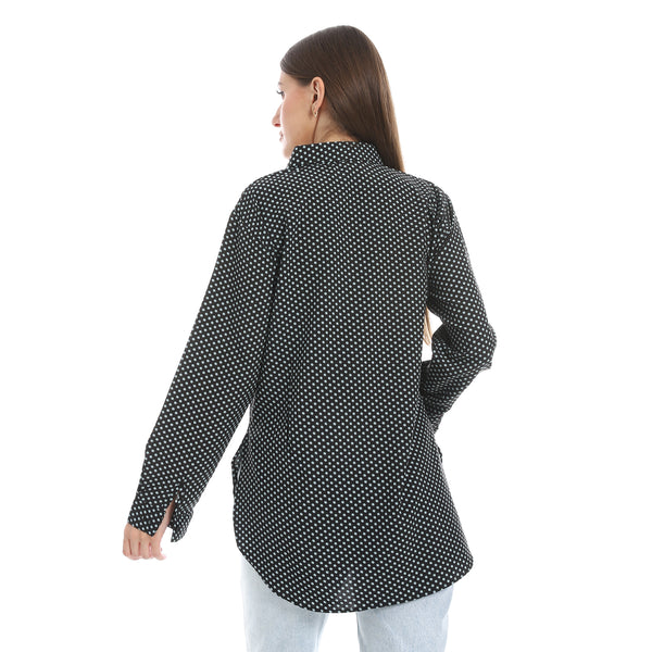 Polka_Dot_Buttons_Closure_Shirt_-_Black_&_White