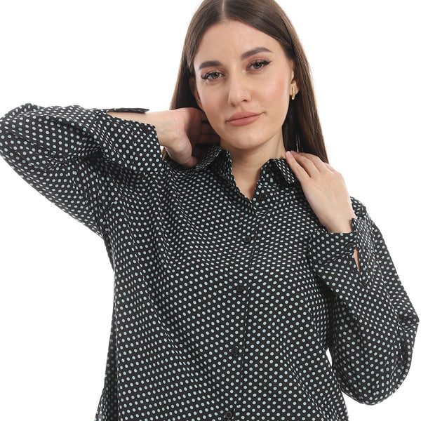 Polka_Dot_Buttons_Closure_Shirt_-_Black_&_White