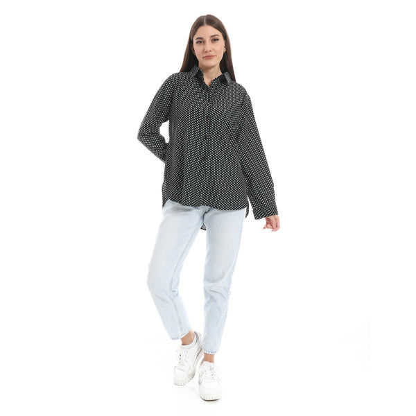 Polka_Dot_Buttons_Closure_Shirt_-_Black_&_White