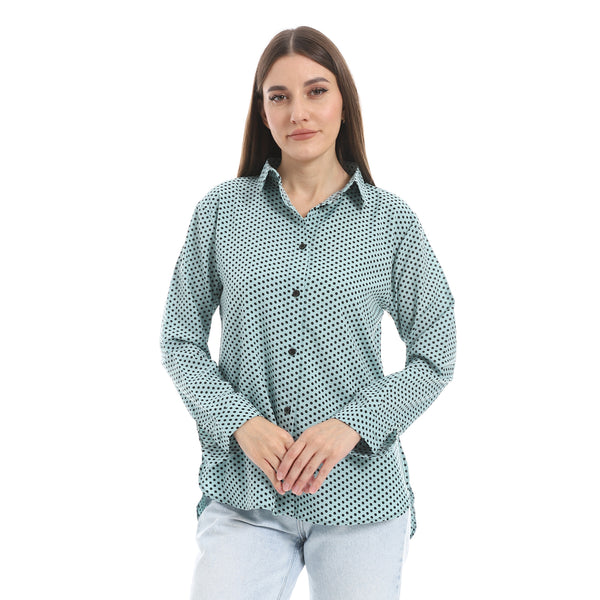 Polka_Dot_Buttons_Closure_Shirt_-_Mint_Green_&_Black