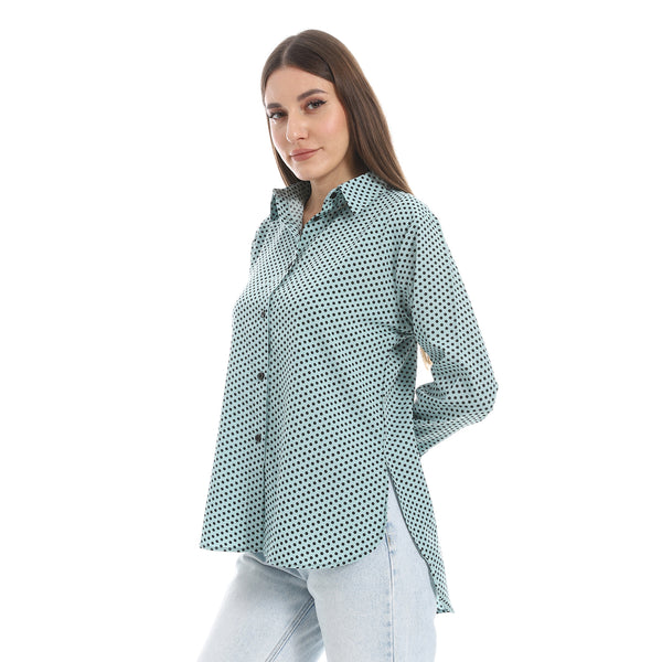 Polka_Dot_Buttons_Closure_Shirt_-_Mint_Green_&_Black