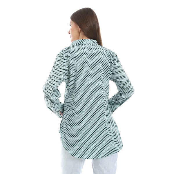 Polka_Dot_Buttons_Closure_Shirt_-_Mint_Green_&_Black