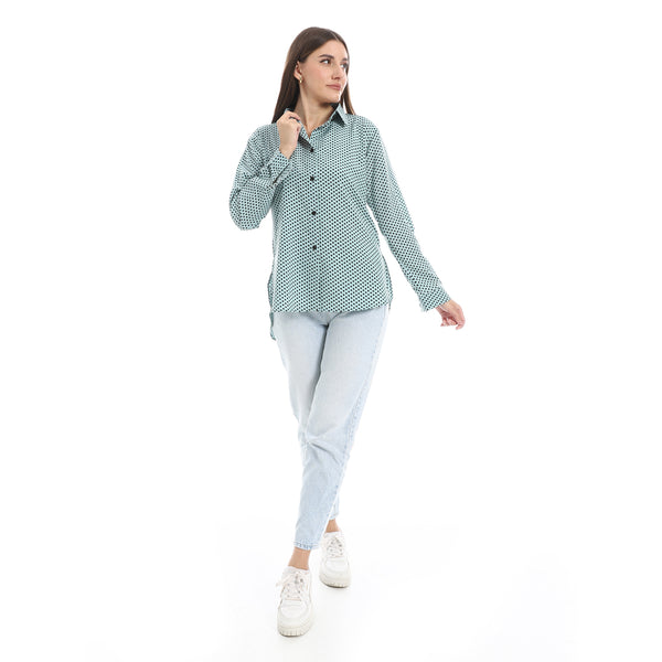 Polka_Dot_Buttons_Closure_Shirt_-_Mint_Green_&_Black