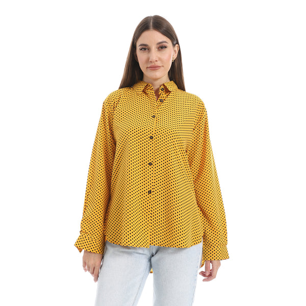 Polka_Dot_Buttons_Closure_Shirt_-_Mustard_&_Black