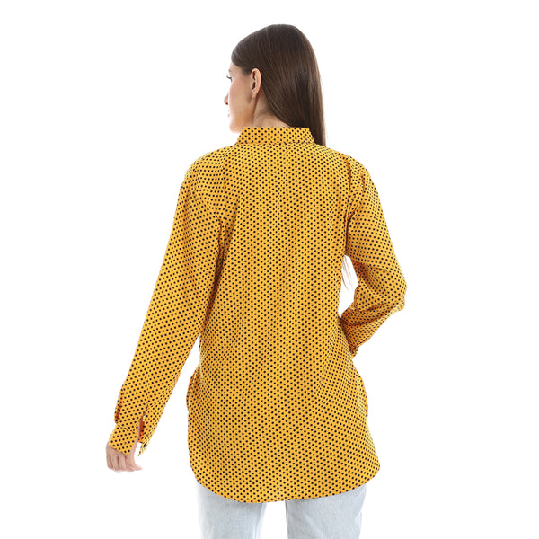 Polka_Dot_Buttons_Closure_Shirt_-_Mustard_&_Black