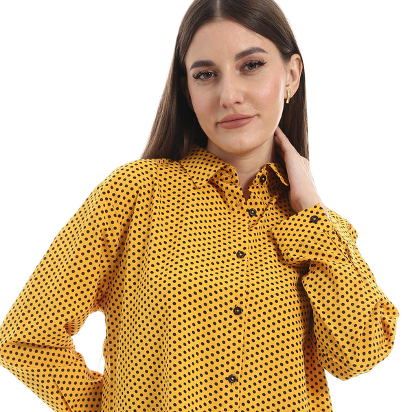 Polka_Dot_Buttons_Closure_Shirt_-_Mustard_&_Black