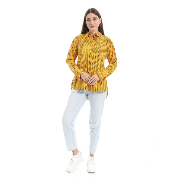 Polka_Dot_Buttons_Closure_Shirt_-_Mustard_&_Black