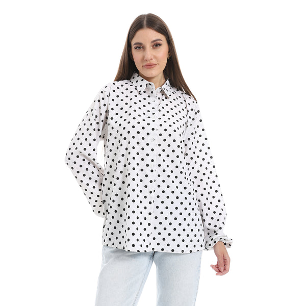 White_and_Black_Polka_Dots_Casual_Shirt