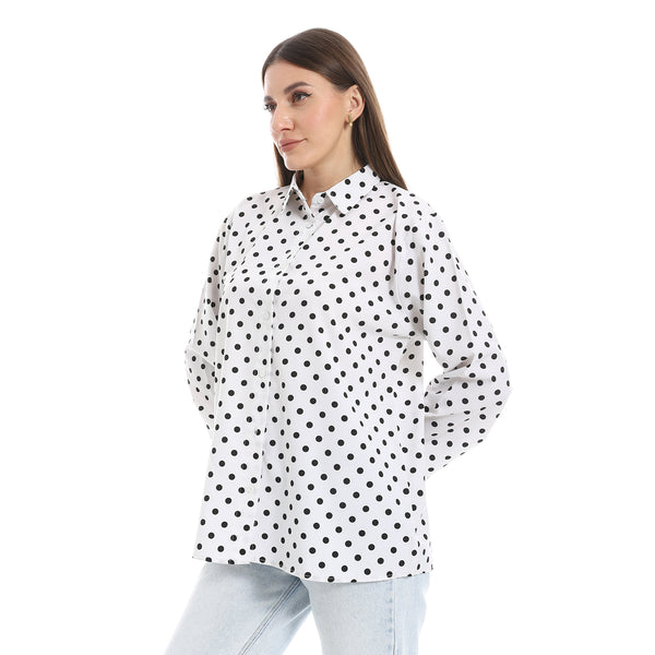 White_and_Black_Polka_Dots_Casual_Shirt