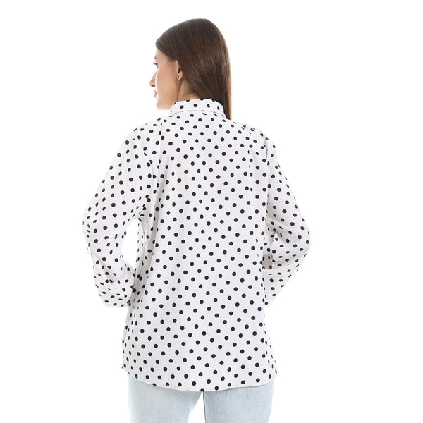 White_and_Black_Polka_Dots_Casual_Shirt