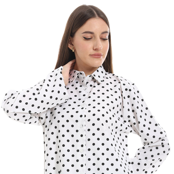 White_and_Black_Polka_Dots_Casual_Shirt