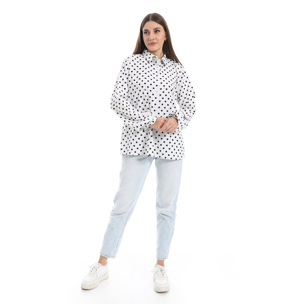 White_and_Black_Polka_Dots_Casual_Shirt