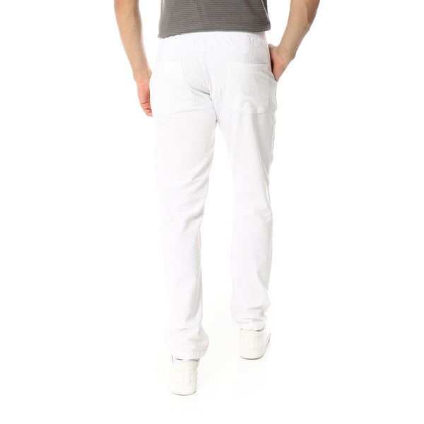 White_Linen_Slim_Fit_Button_Closure_Pants_-White