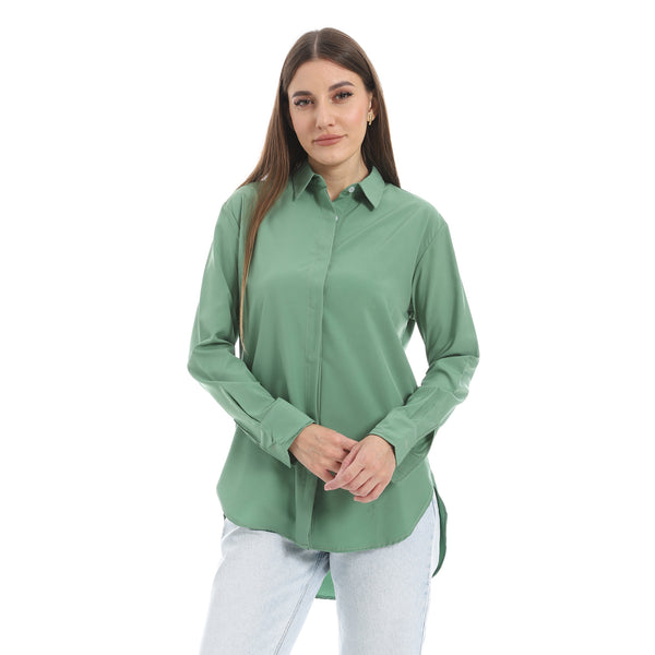 Olive_High-Low_Plain_Shirt