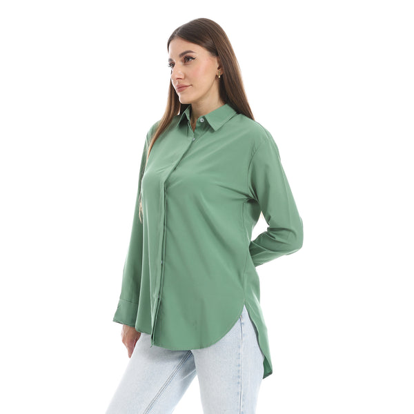 Olive_High-Low_Plain_Shirt