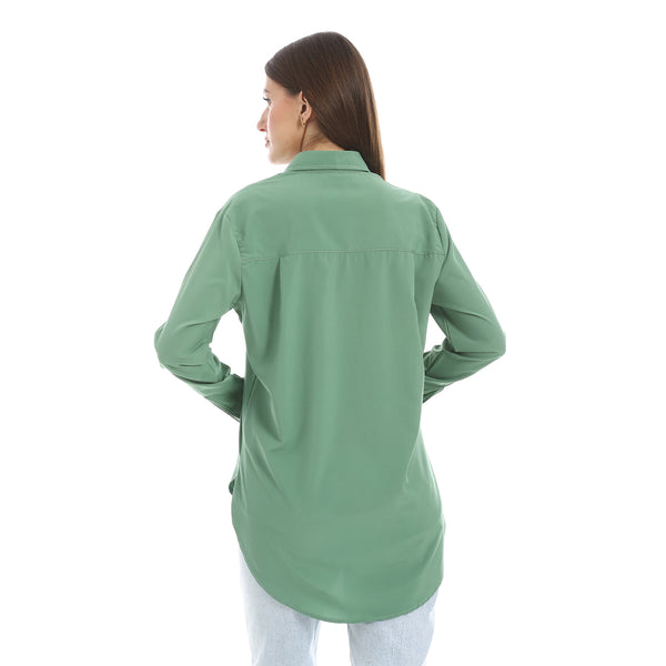 Olive_High-Low_Plain_Shirt