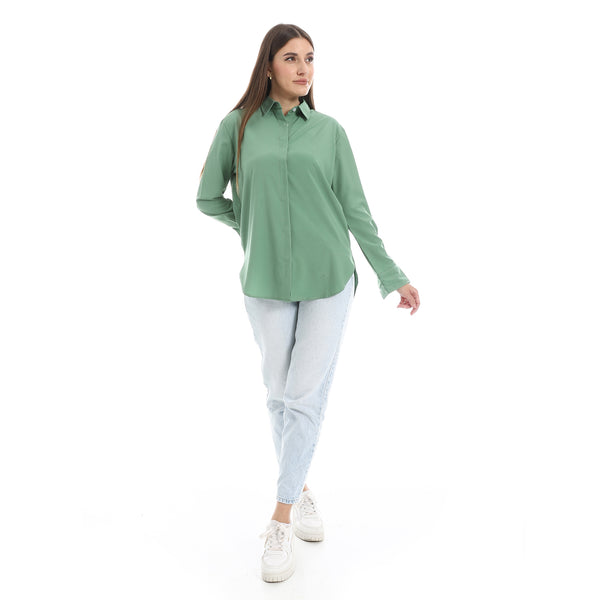 Olive_High-Low_Plain_Shirt