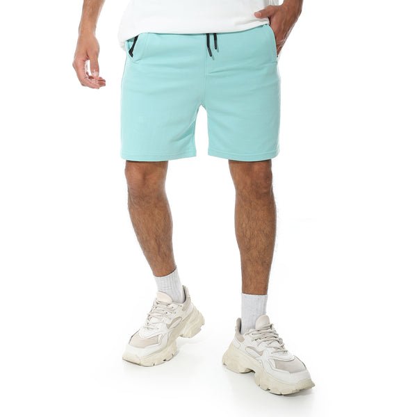 Aqua_Slash_Pockets_Elastic_Waist_Shorts-Cyan