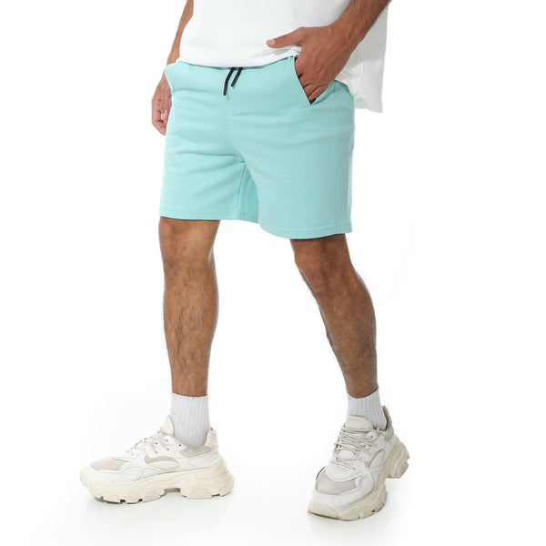 Aqua_Slash_Pockets_Elastic_Waist_Shorts-Cyan
