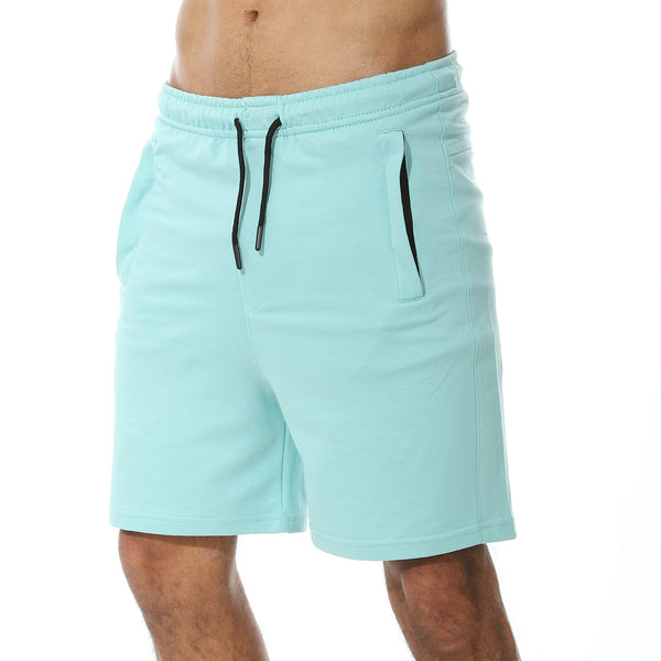 Aqua_Slash_Pockets_Elastic_Waist_Shorts-Cyan