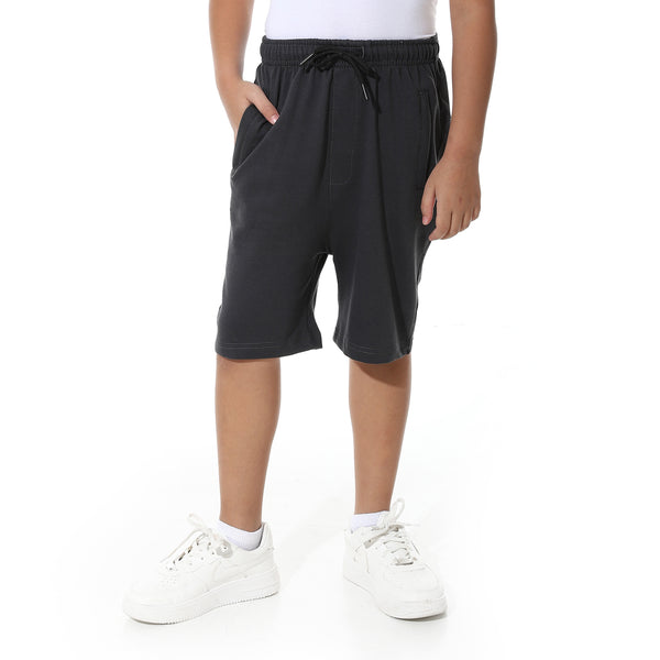 Elastic_Waist_Plain_Cotton_Short_-_Dark_Gray