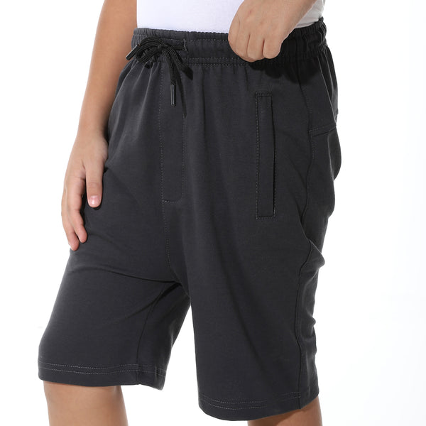 Elastic_Waist_Plain_Cotton_Short_-_Dark_Gray