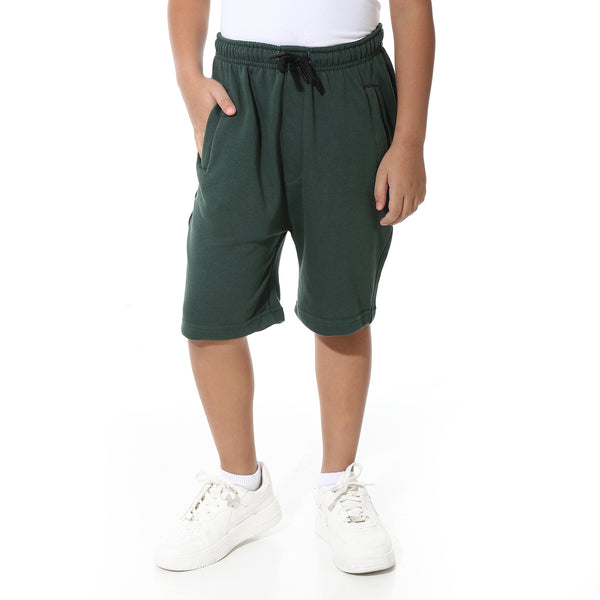 Plain_Elastic_waist_Cotton_Short_-_Dark_Green