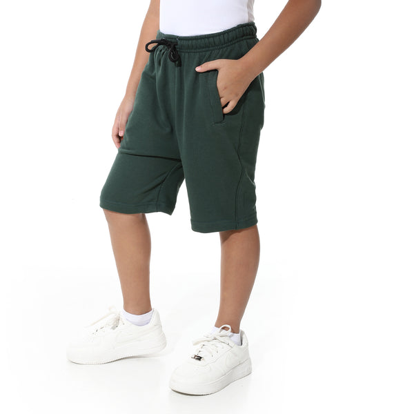 Plain_Elastic_waist_Cotton_Short_-_Dark_Green