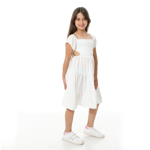 Elastic_Chest_Cotton_Girls_Dress_-_White